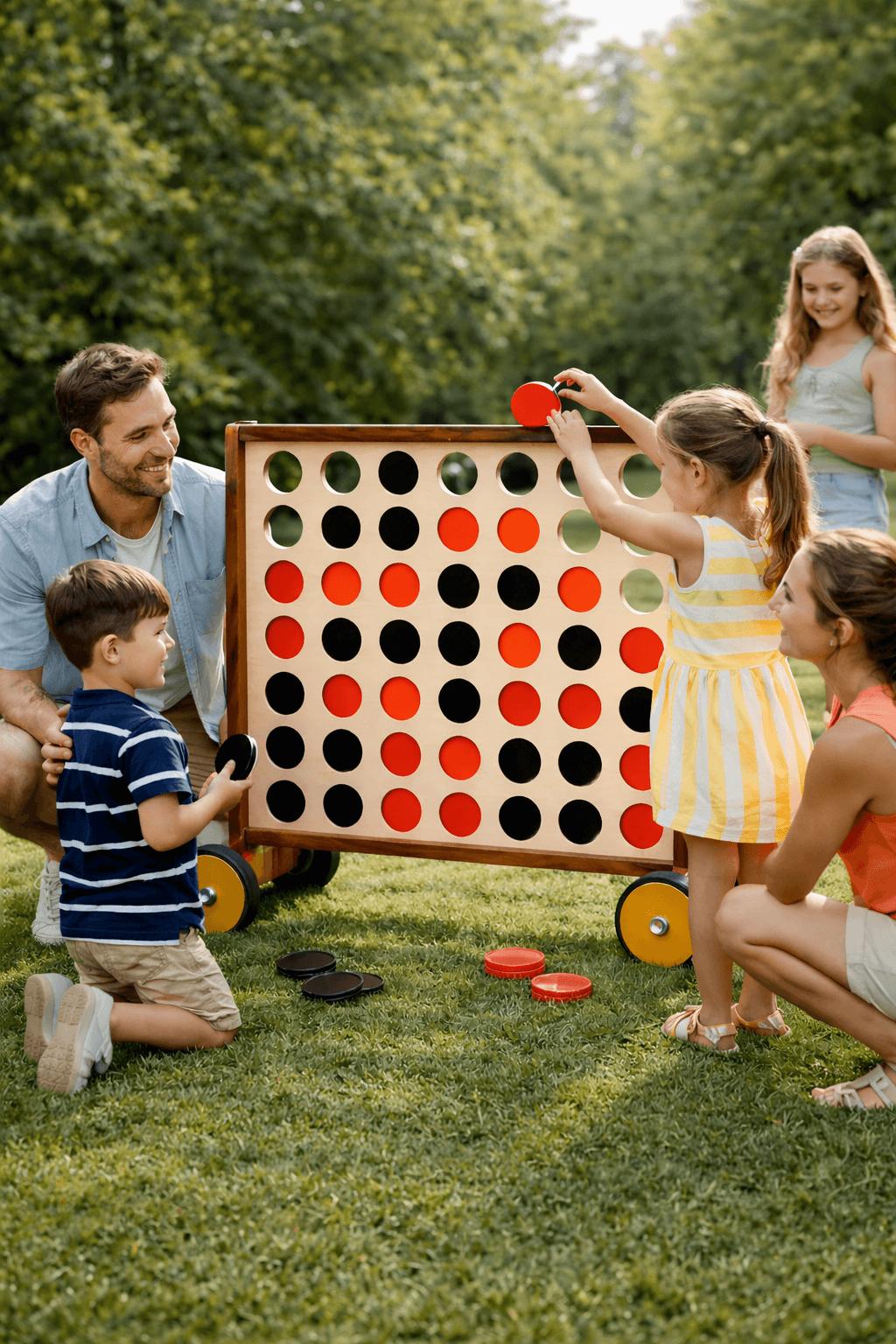 XXL Vier Gewinnt – Riesenspaß für Familienfeiern und Events – 83×61 cm mit 9 cm großen Spielscheiben